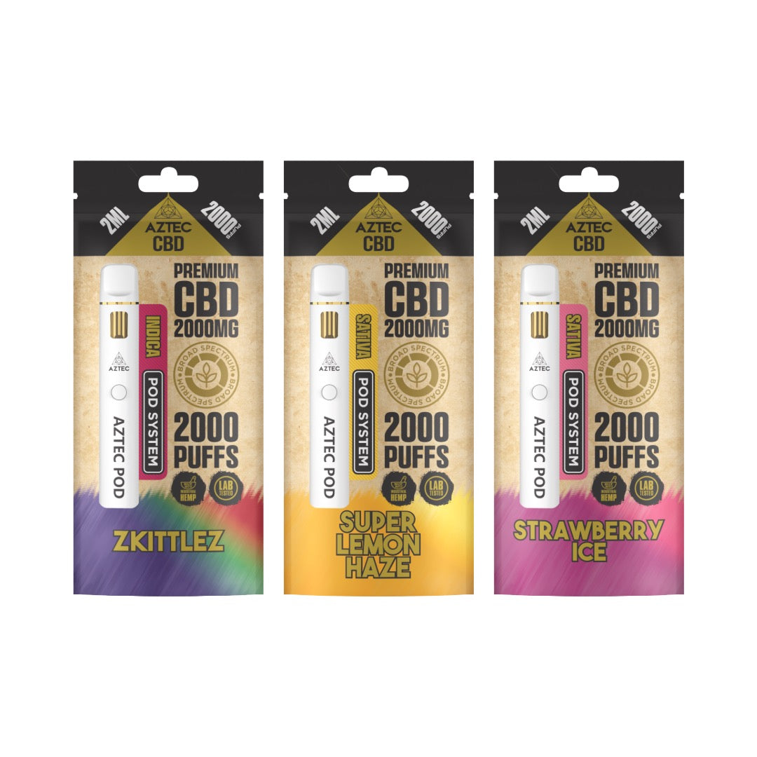 Aztec CBD 2000mg Broad Spectrum Starter Pro Pod Vape Kit 2000 Puffs
