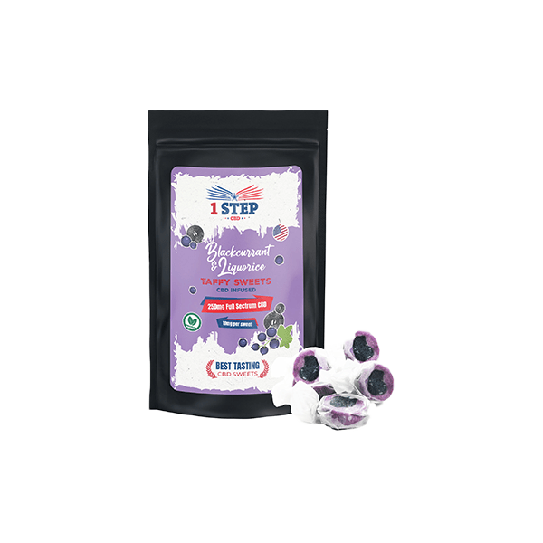1 Step CBD 250mg Blackcurrant & Liquorice Taffy Grab Bag - 150gCBD Products1 Step CBDVaperr Shop
