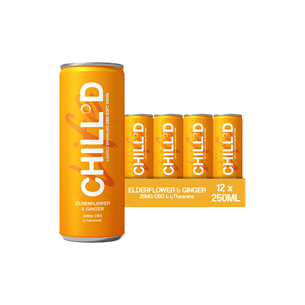 12 x CHILL°D 20mg CBD Sparkling 250ml Elderflower & GingerCBD ProductsCHILL°DVaperr Shop