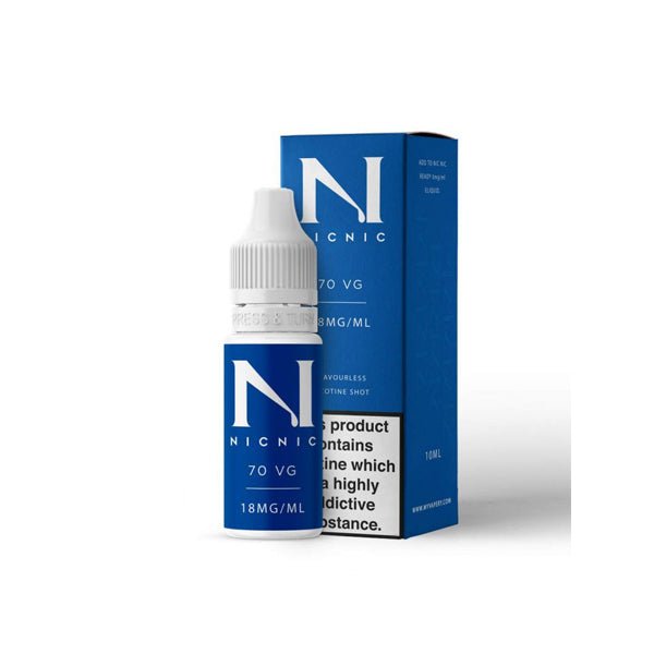 18mg Nic Nic Flavourless Nicotine Shot 10ml 70VGVaping ProductsNic NicVaperr Shop