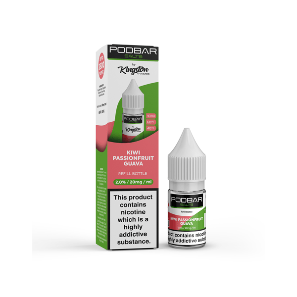 20mg Podbar Salts by Kingston 10ml Refill Nic Salts (60VG/40PG)Vaping ProductsPodbarVaperr Shop