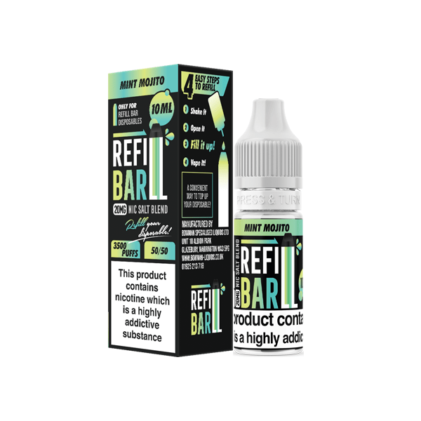 20mg Refill Bar Salts 10ml Nic Salts (50VG/50PG)Vaping ProductsRefill BarVaperr Shop