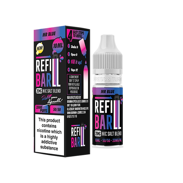 20mg Refill Bar Salts 10ml Nic Salts (50VG/50PG)Vaping ProductsRefill BarVaperr Shop