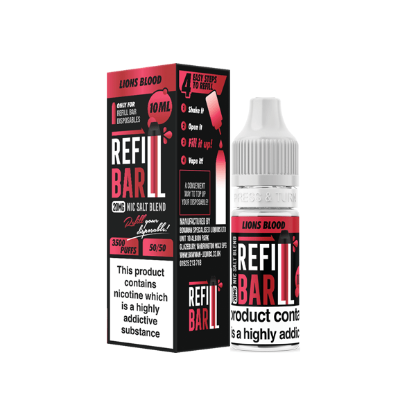 20mg Refill Bar Salts 10ml Nic Salts (50VG/50PG)Vaping ProductsRefill BarVaperr Shop