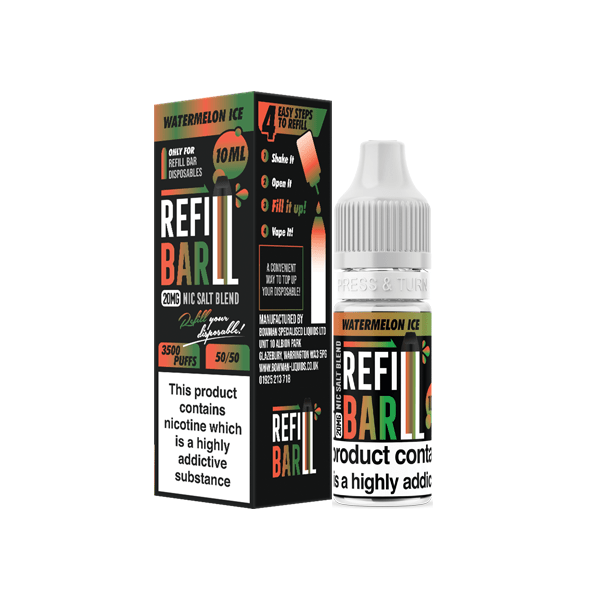 20mg Refill Bar Salts 10ml Nic Salts (50VG/50PG)Vaping ProductsRefill BarVaperr Shop
