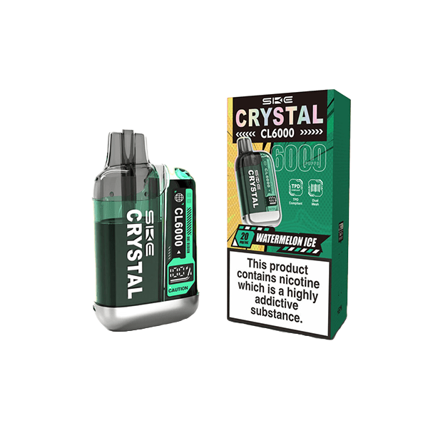 20mg SKE Crystal CL6000 Disposable Rechargeable Vape Kit 6000 PuffsVaping ProductsSKEVaperr Shop
