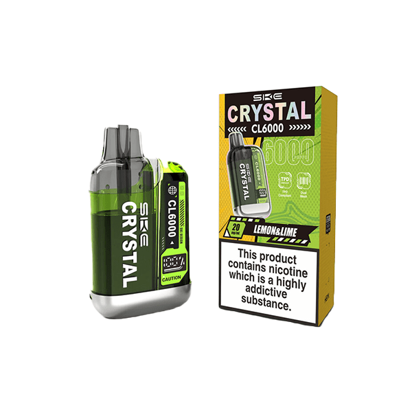 20mg SKE Crystal CL6000 Disposable Rechargeable Vape Kit 6000 PuffsVaping ProductsSKEVaperr Shop