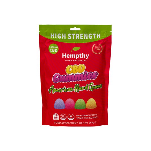 Hempthy 1000mg CBD American Hard Gums Gummies - 50 PiecesCBD ProductsHempthyVaperr Shop