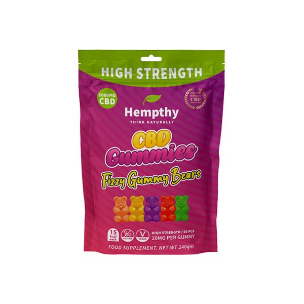 Hempthy 1000mg CBD Fizzy Gummy Bears Gummies - 50 PiecesCBD ProductsHempthyVaperr Shop