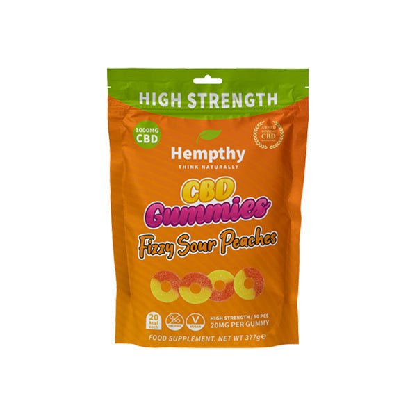 Hempthy 1000mg CBD Fizzy Sour Peach Rings Gummies - 50 PiecesCBD ProductsHempthyVaperr Shop