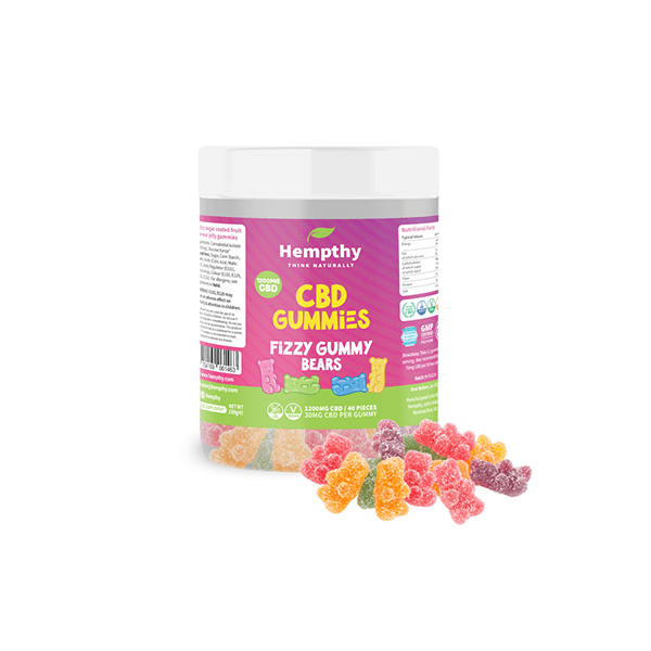 Hempthy 1200mg CBD Fizzy Gummy Bears - 40 piecesCBD ProductsHempthyVaperrShop
