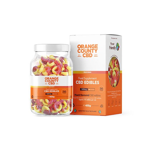 Orange County CBD 1600mg CBD Fizzy Peach Rings - Large TubCBD ProductsOrange CountyVaperr Shop