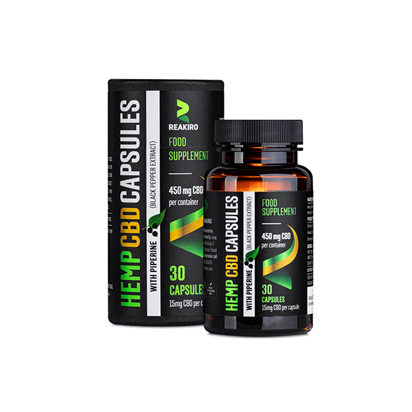 Reakiro 450mg CBD Full Spectrum Vegan Piperine Capsules - 30 CapsCBD ProductsReakiroVaperr Shop
