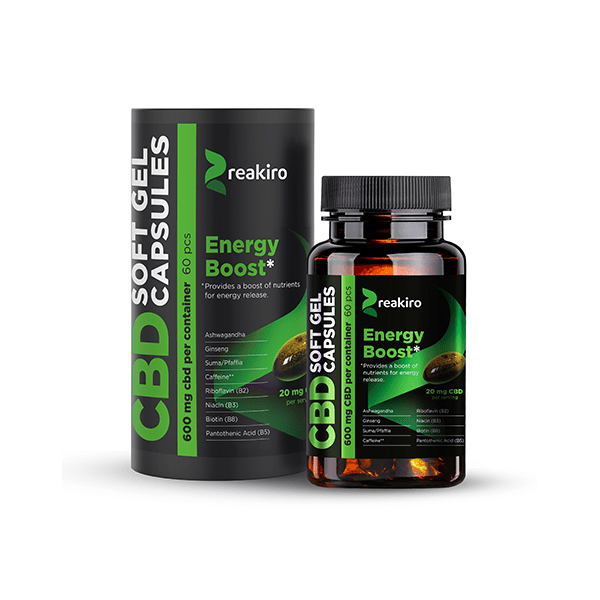 Reakiro 600mg CBD Full Spectrum Energy Boost Capsules - 60 CapsCBD ProductsReakiroVaperr Shop