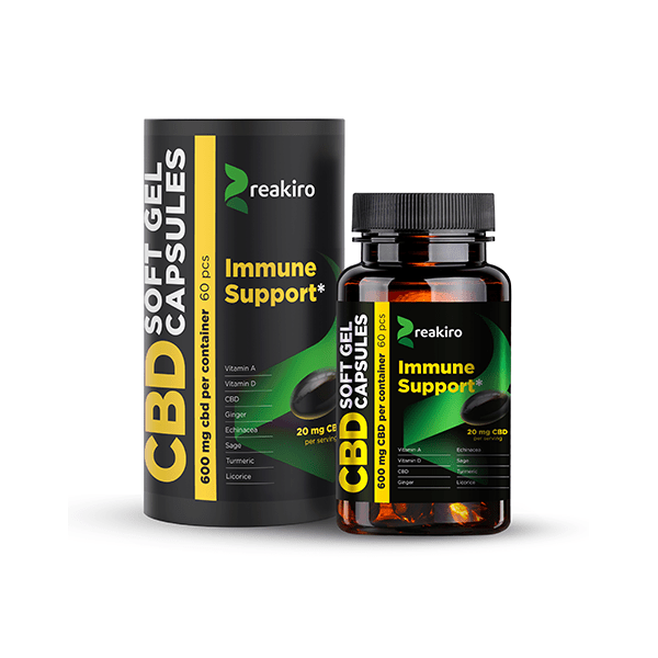 Reakiro 600mg CBD Full Spectrum Immune Support Capsules - 60 CapsCBD ProductsReakiroVaperr Shop