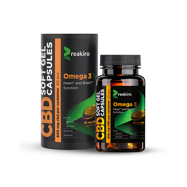 Reakiro 600mg CBD Full Spectrum Omega 3 Capsules - 60 CapsCBD ProductsReakiroVaperr Shop
