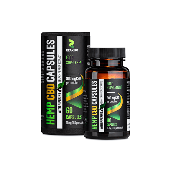 Reakiro 900mg CBD Full Spectrum Vegan Piperine Capsules - 60 CapsCBD ProductsReakiroVaperr Shop