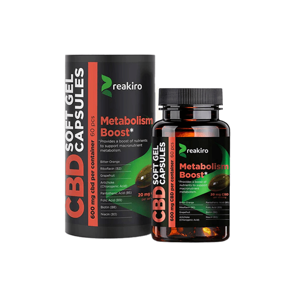 Reakiro CBD Metabolism Boost Soft Gel Capsules 600mg - 60 CapsCBD ProductsReakiroVaperr Shop