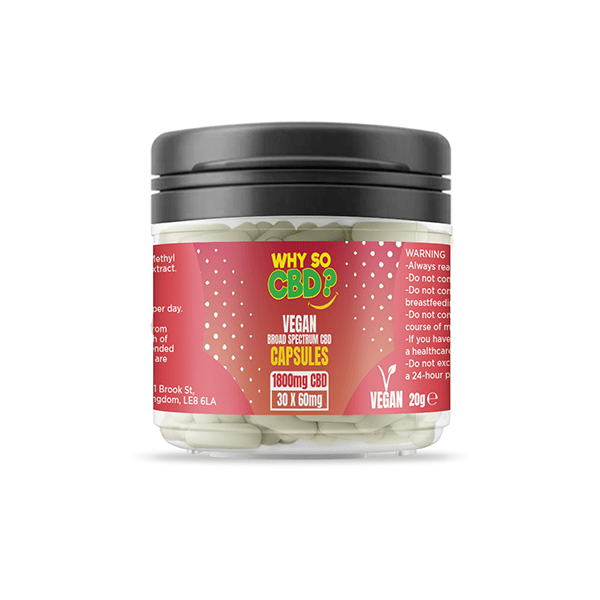 Why So CBD? 1800mg Broad Spectrum CBD Vegan Capsules - 30 CapsCBD ProductsWhy So CBDVaperr Shop