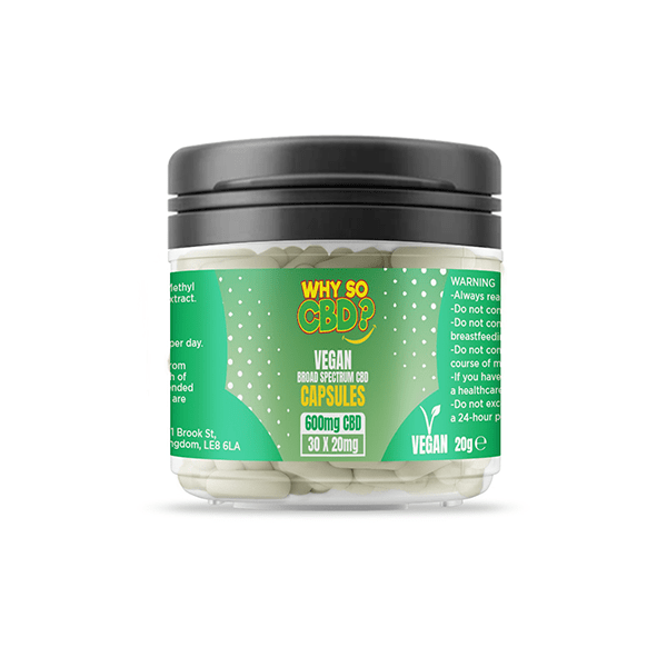 Why So CBD? 600mg Broad Spectrum CBD Vegan Capsules - 30 CapsCBD ProductsWhy So CBDVaperr Shop