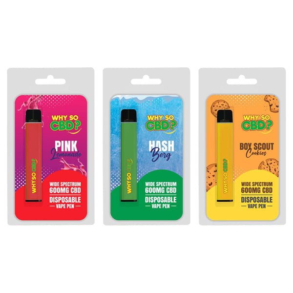 Why So CBD? 600mg Wide Spectrum CBD Disposable Vape Pen - 12 FlavoursCBD ProductsWhy So CBDVaperr Shop